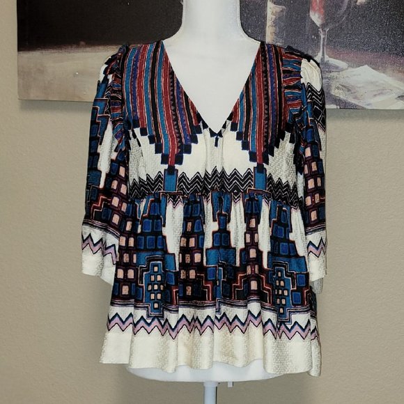 Ba&Sh Marry Print Peasant Blouse - Picture 2 of 15